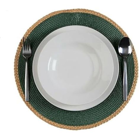 Dessous de plat - VERSA - Jute polypropylène - Vert - 39,5 x 39,5 cm - Multicolore