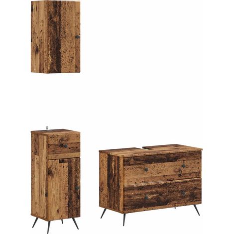 Maison Exclusive - Set di armadietti da bagno in 3 pezzi BREDA Legno antico (1/5)