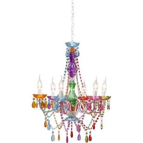 Lampe à Suspendre 6 Bras, Multicolore, Acier, Bougie, Suspension Luminaire, Lampe Salon, Deco Intérieur, Décoration Chambre, Maison, 70x55x55cm (Ampoule Non Incluse) (1/5)