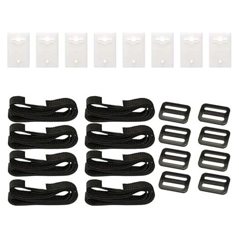 [NUNCA UTILIZADO]Kit de fijación para cubierta solar de piscina, correas para carrete de cubierta, fácil de instalar, incluye 8 correas de nailon, 8 placas de cordón y 8 hebillas. (1/5)