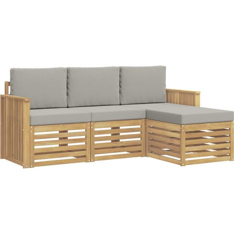 Set di divani da esterno 4 pz Bianco e Grigio Chiaro Poliestere vidaXL (1/5)