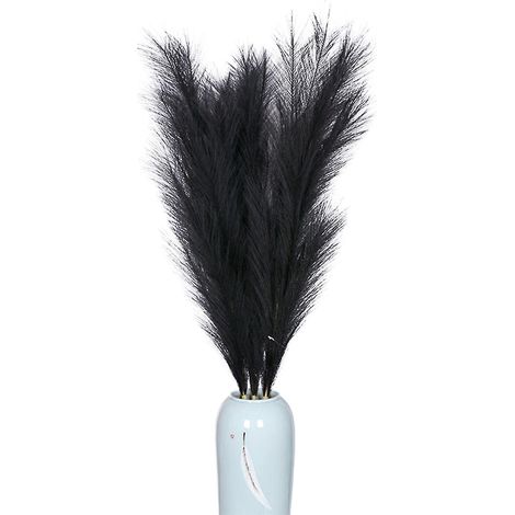 Pampasgras-Dekoration – Künstliches Pampasgras, 110 cm hoch – Pompons und blühende Graszweige – Schwarz