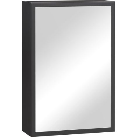 Armario espejo de baño negro 40 x 15 x 60 cm con 3 estantes MODENUIT (1/5)