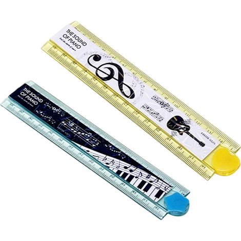 Règle à dessin commerciale de 15 cm avec motif piano (2 pièces) (1/5)