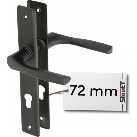 Maniglia per cancello, piastra lunga NATI 72mm, inserto nero (1/5)