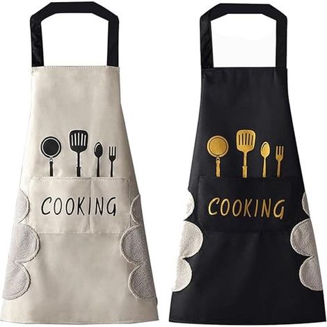 Tablier de cuisine pour femme avec poches pour torchons - grande poche - imperméable pour cuisiner et pâtisser (1/5)