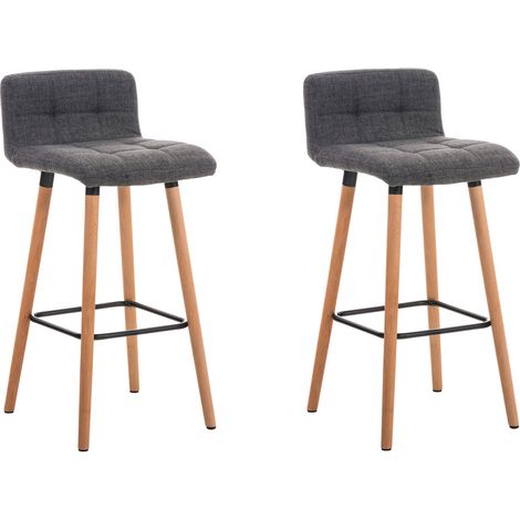 Set di due sgabelli da bar con poggiapiedi in tessuto grigio chiaro design scandinavo 100004322