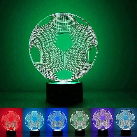 Lampe de chevet 3D illusion football pour enfants, veilleuse football avec 7 LED aux couleurs changeantes, lampe de bureau tactile, éclairage décoratif, jouet amusant, cadeau d'anniversaire (1/5)