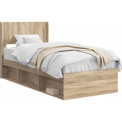 Bed Frame with Storage and Headboard Sonoma Oak 90 x 190 cm vidaXL (1/5)