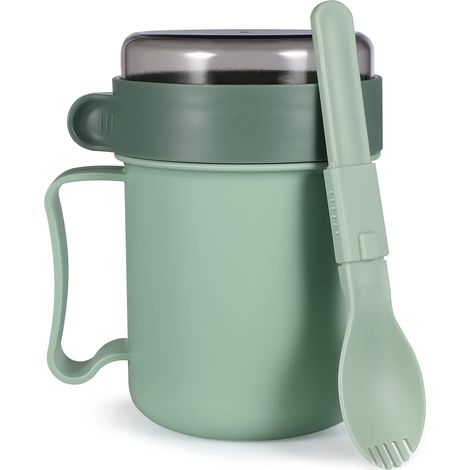 Tasse à soupe micro-ondable avec couvercle et cuillère, récipient à emporter pour soupes, céréales, soupes chaudes, nouilles et plus encore, réutilisable