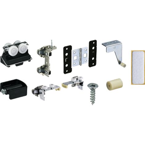 Kit complet wing 77, 25 kg - Charge maxi par vantail : 25 kg - Garniture : Pour 2 vantaux - Hauteur de porte maxi : 2400 mm - Largeur de porte : 500 mm - Nombre de portes : 1 - HETTICH (1/4)
