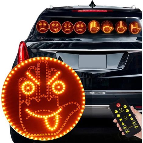 Luz de dedo y lámpara de expresión, Luz de gestos de mano para coche, Señal LED de furia al volante para coche, 2 en 1 (1/5)