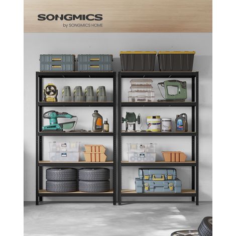 Songmics – Lot de 2 rayonnages étagère charge lourde 5 niveaux – Capacité 750 kg – Dimensions 60 x 120 x 200 cm – Structure en acier antirouille — vue 2