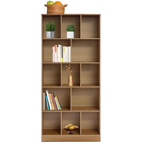 Bibliothèque à 5 niveaux - 80 x 24 x 180 cm - Bibliothèque debout avec 7 compartiments - Étagère de bureau - Étagère cube - Étagère sur pied pour salon, chambre à coucher, bureau, chambre (1/5)