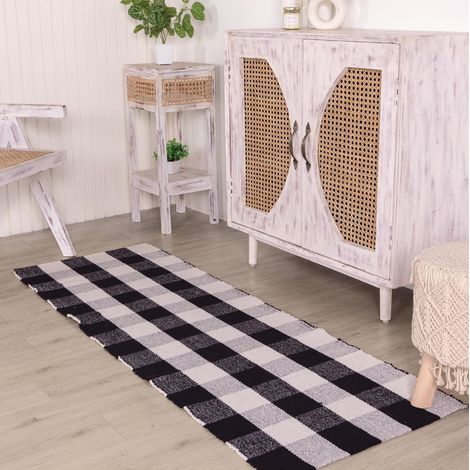 Tapis de Couloir à Carreaux Buffalo 2 x 6 Pieds, à Carreaux Noirs et Blancs, Lavable en Machine, pour intérieur et extérieur, pour entrée, Couloir, Porche, Cuisine (1/5)