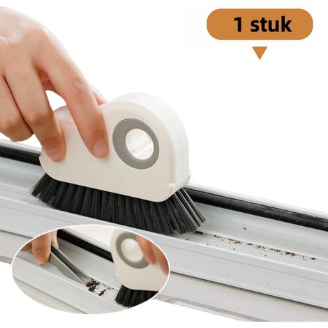 Brosse de nettoyage monobloc à manche rigide pour rails de portes coulissantes appuis et joints de fenêtre grise (1/5)