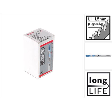 Lame de scie sauteuse T 118 AF Flexible pour métal, lot de 100