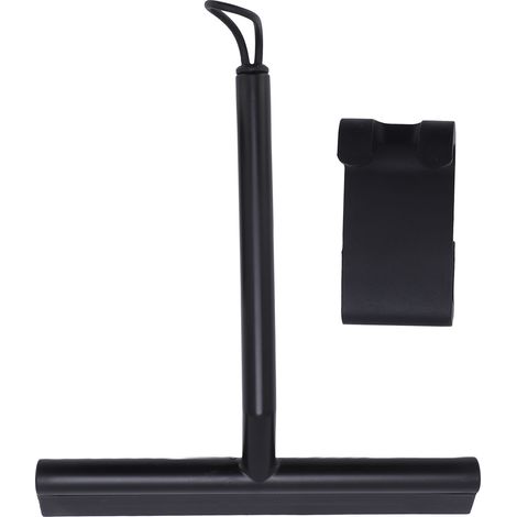 Shower Squeegee TPE PP Soft Head Glass Door Mirror Car Window Squeegee with Hanging Rope and Hook Black (1/5)