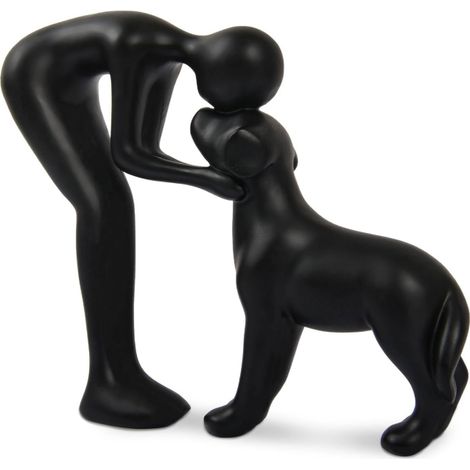 Statue de Chien Mignon en Céramique, Figurine Canine Décorative, Cadeau pour Amoureux des Animaux, Figurine d'homme et de Chien (1/5)