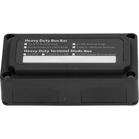 Bloc de distribution électrique à bornes à vis M8, barre omnibus CC 48 V 300 A pour automobile et bateau, noir (1/5)