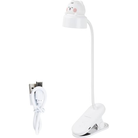 Wiederaufladbare USB-Klemm-Leselampe, 3 Helligkeitsstufen, LED-Nachttischlampe, 500-mAh-Akku, 360° flexibles Klemmdesign, geeignet zum Lesen und Arbeiten.