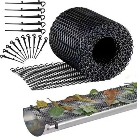 Protection de gouttière en plastique, 18 cm x 8 m, protection robuste en maille pour gouttières, filtre à feuilles, (18 cm x 8 m)dengyank-Crezuo