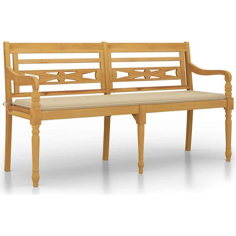 Maison Exclusive - Batavia-Bank mit Beigem Kissen 150 cm Massivho (1/5)