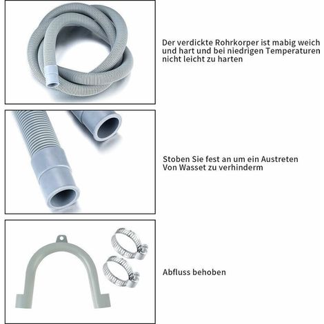 Ablaufschlauch für Waschmaschinen, Universal-Ablaufschlauch, 1 m Verlängerungsschlauch für Geschirrspüler, Wasserablaufschlauch, mit Halterung und Schlauchschellen (1/5)