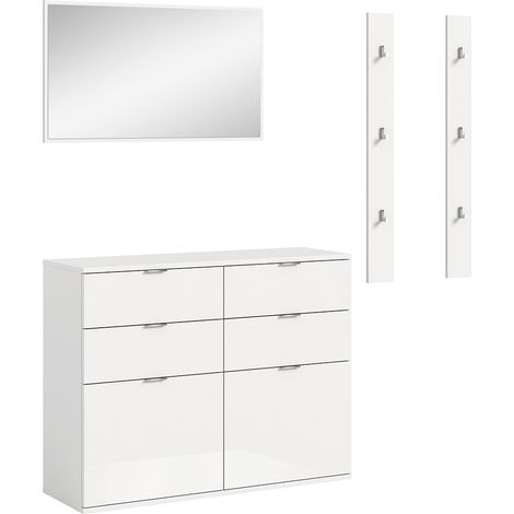 ProjektX Garderobenmöbel Set 3 Teile weiß Hochglanz.