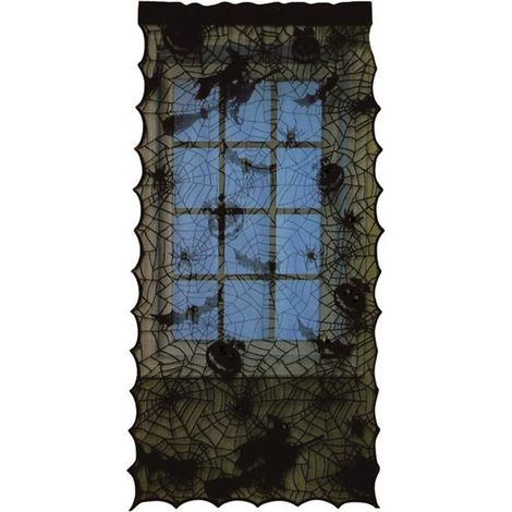 Halloween toile d'araignée rideau citrouille chauve-souris motif porte rideau maison fond décoration intérieure sans lumière (1/3)