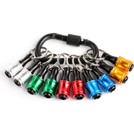 Porte-embouts 1/4" en alliage alu – 10 pièces – rallonge adaptateur de vis, porte-clés, fermeture noire (1/5)
