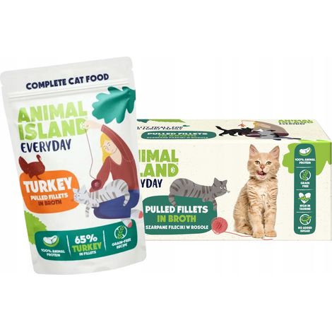 Comida húmeda para gatos ANIMAL ISLAND Pavo en caldo 40x85g (1/2)