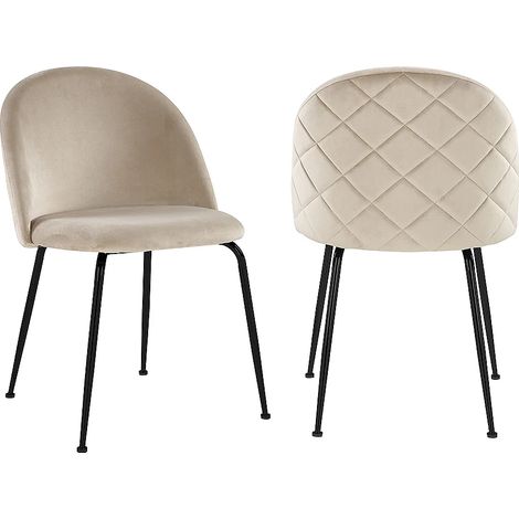 Sedia Velluto e Metallo Nero Opaco Beige - Lotto di 2 - MELBOURNE (1/5)