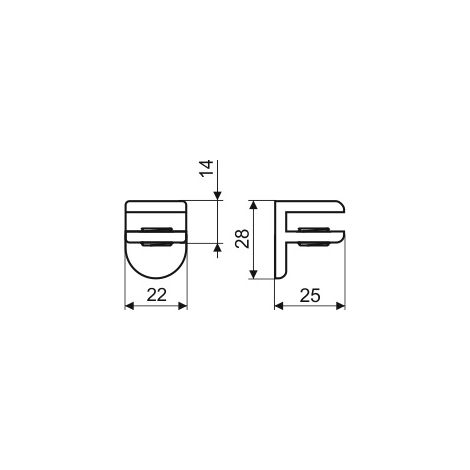 Support d'étagère en verre MP40, nickel satiné