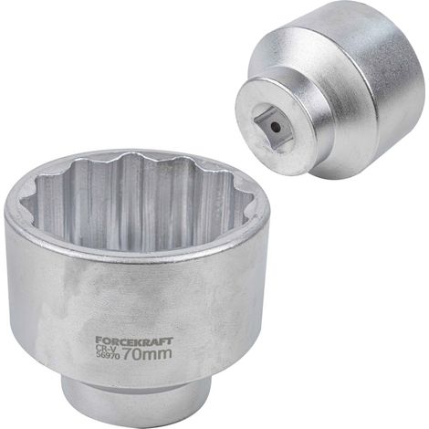 Dado de cromo-vanadio de 12 puntas y 3/4" y 70 mm