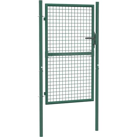 vidaXL Fence Gate Steel 100x150 cm Green