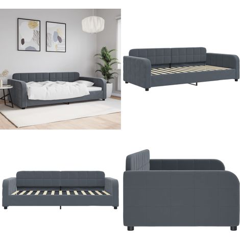 vidaXL Lit de repos sans matelas gris foncé 100x200 cm velours (1/5)
