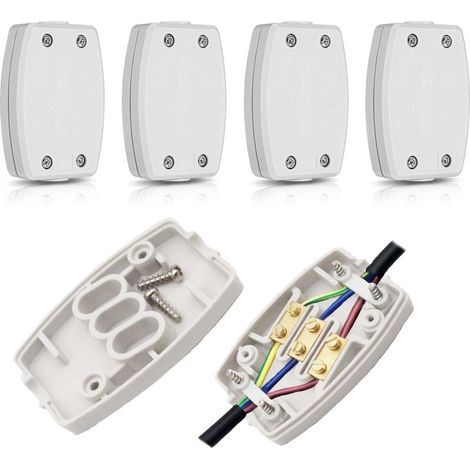Set di 4 connettori elettrici, scatola di derivazione elettrica a 3 terminali, 13 A 250 V, per illuminazione esterna, per la casa (bianco) (1/5)