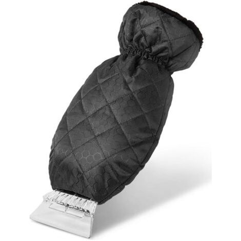Gant grattoir à glace et à neige pour pare-brise, doublé de polaire de qualité et imperméable, pour voiture, 1 paquet (noir)