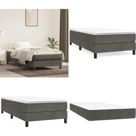 Boxspringbett mit Matratze Dunkelgrau 80x200 cm Samt - Samtbett - Boxspringbett - Doppelbett - Bettauflage - Matratze - Home & Living (1/5)