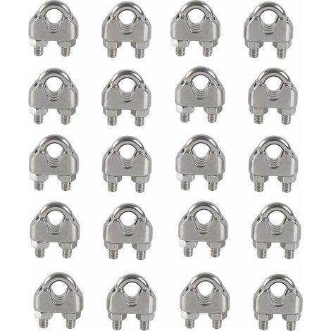 M4 Serre-câbles Etrier U Boulon Clip de Câble 304 Acier inoxydable Selle de pince de Câble Câble métallique Clips pour etendoir linge exterieur20PCS (1/5)