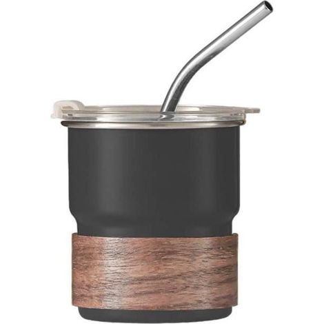 Tasse - Monocouche - Acier Inoxydable 304 - 300 ml - Couvercle en PP et Silicone - Paille en Acier (1/4)