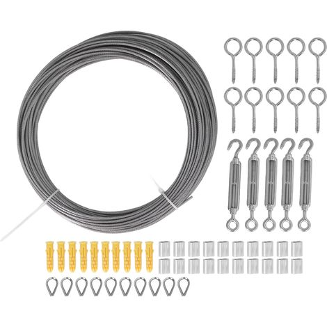 Kit de Câbles à Crochet Extérieur en Acier Inoxydable 304 pour Éclairage de Jardin et Garde-Corps (1/5)
