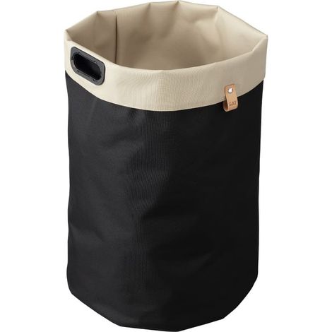 Cesto portabiancheria reversibile 35x60x35 cm 73,5 L, poliestere, nero/beige (SATDKOSCBE)
