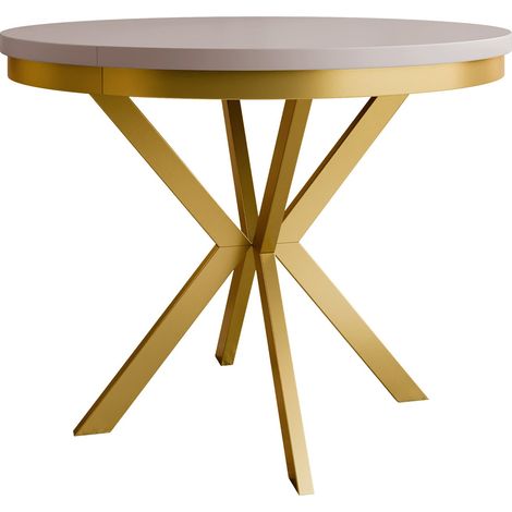Mesa Oswego 156, Cachemira + Dorado, 76x0x0cm, Alargamiento, Aglomerado laminado, Metal