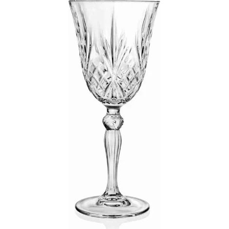 Set da 6 Calici 210ml RCR Crystal modello Melodia Bicchieri da Vino Bianco e rosso Piccolo stelo alto in Vetro Nozze Natale Compleanno Festa Set Regalo Lavabile in Lavastoviglie  Made in Italy