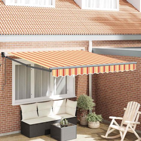 vidaXL Retractable Awning Yellow and Orange 350 x 250 x 165 cm