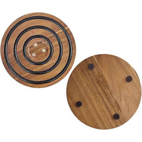Magnetischer Untersetzer aus Akazienholz mit Silikonringen für Töpfe, Pfannen und Geschirr (1/5)