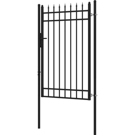 Gartentor Aus Verzinktem Stahl, Gartentür Mit Schloss Zauntor Mit Türklinke, Schlüssel, Zauntür Für Garten, 107 X 204 Cm, Schwarz