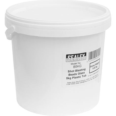 Sealey Shot Blasting Beads Glass 5kg Plastic Tub B5KG